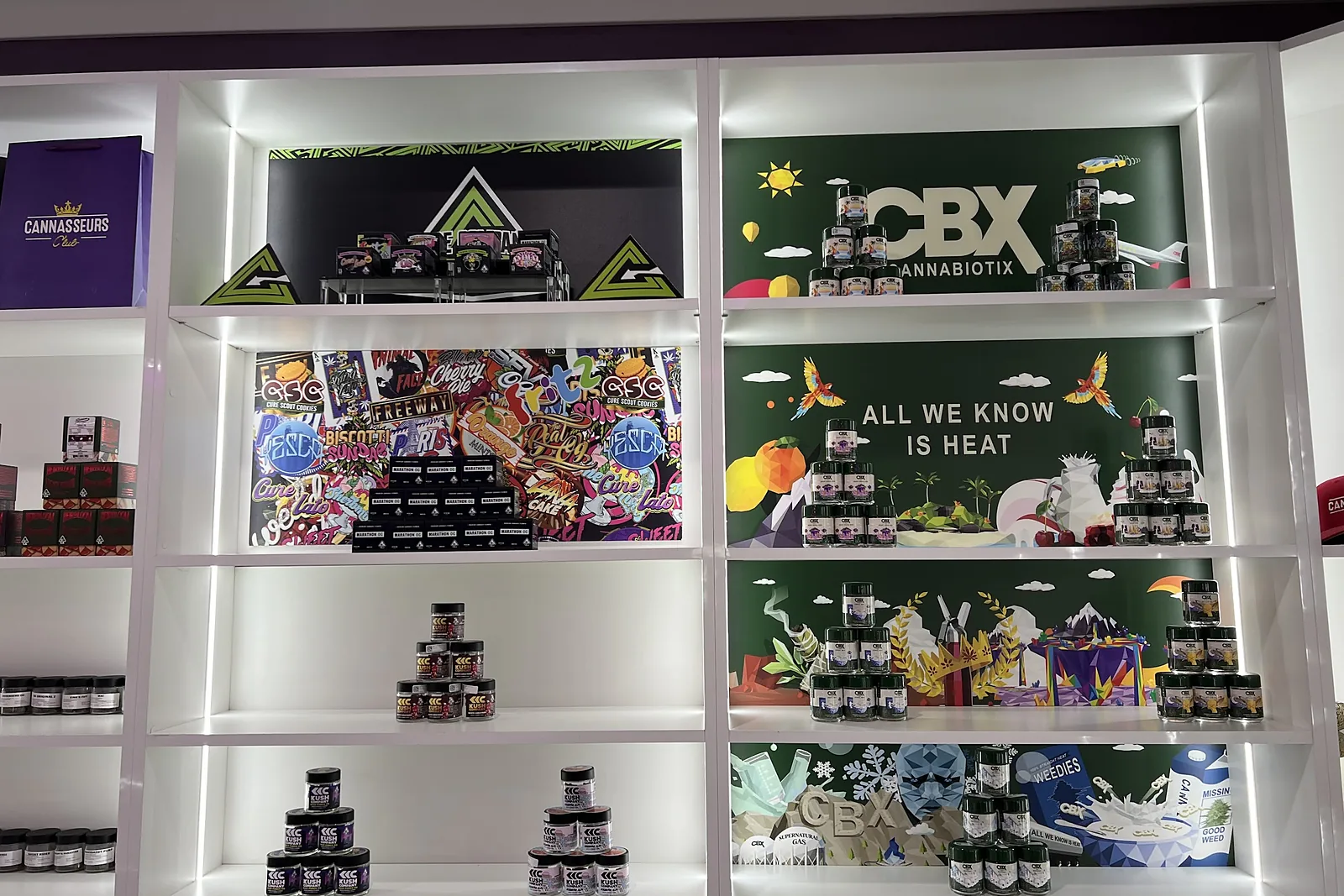 Cannabiotix CBX flower display at Cannasseurs Club in North Hollywood