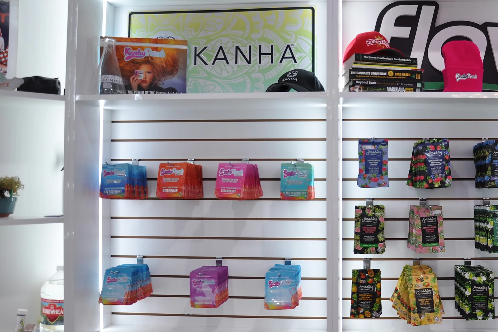 Kanha gummies on the Kanha shelf at Cannasseurs Club in North Hollywood